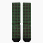 Green Black And Red Tartan Pattern Print Crew Socks
