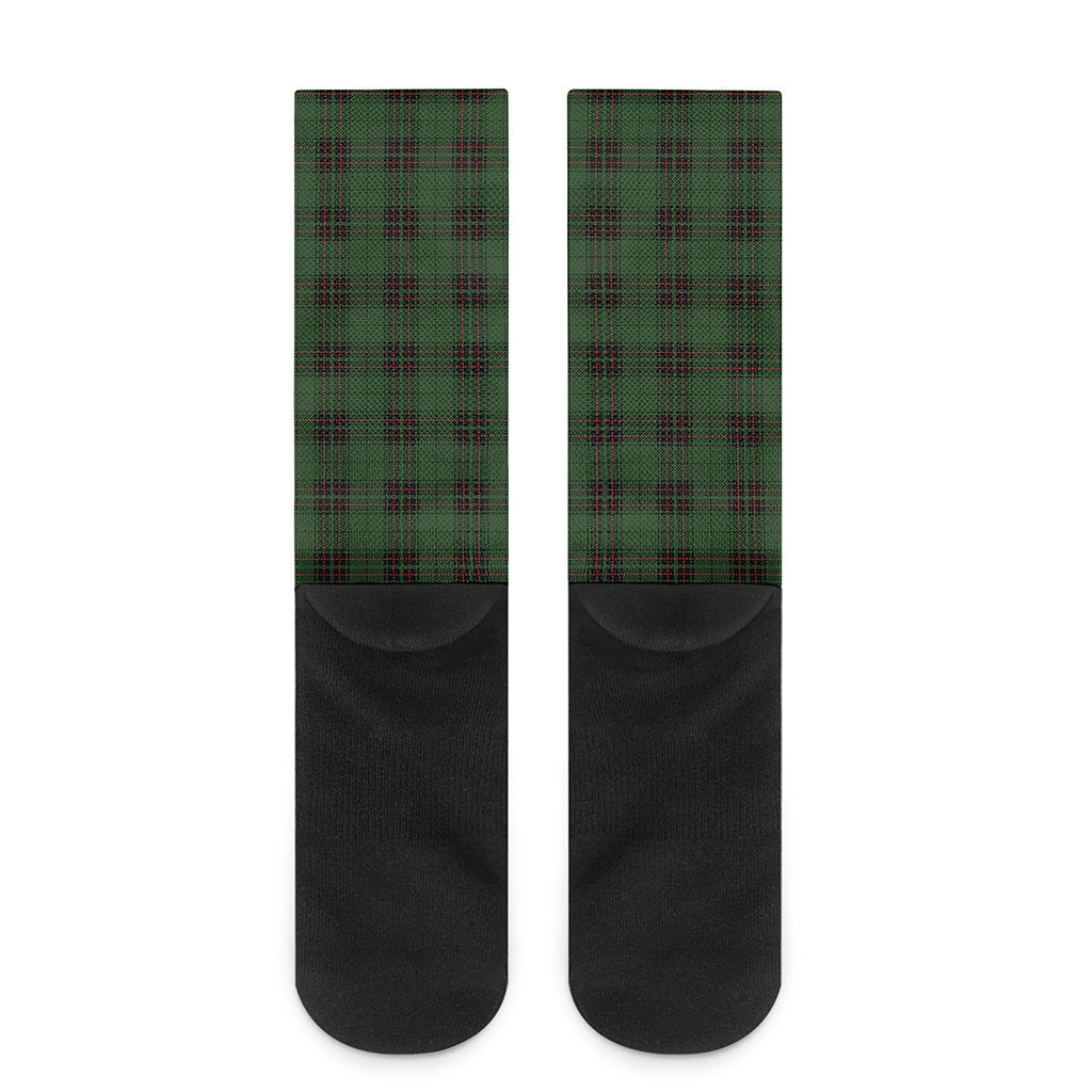 Green Black And Red Tartan Pattern Print Crew Socks