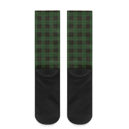 Green Black And Red Tartan Pattern Print Crew Socks