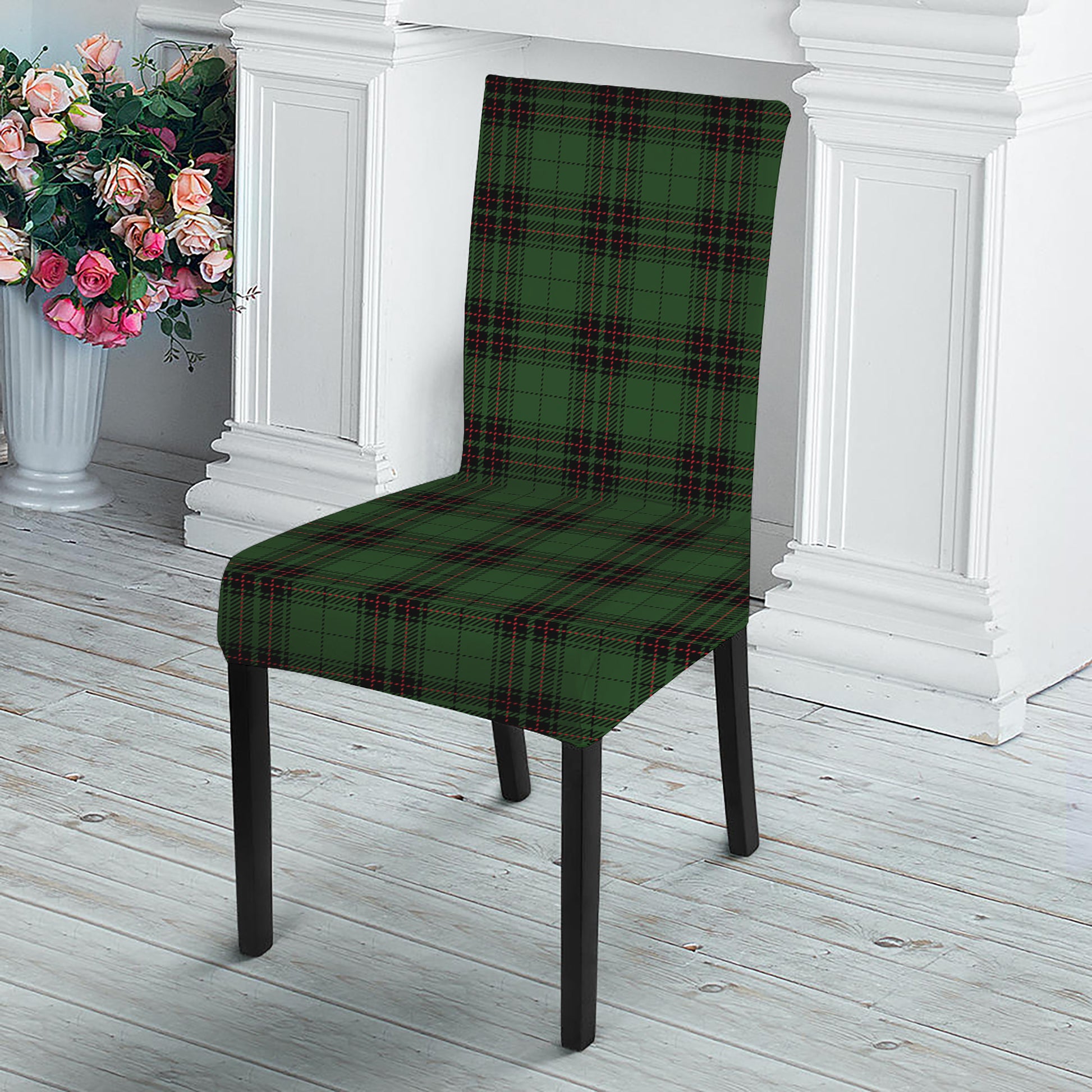 Green Black And Red Tartan Pattern Print Dining Chair Slipcover