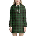 Green Black And Red Tartan Pattern Print Pullover Hoodie Dress