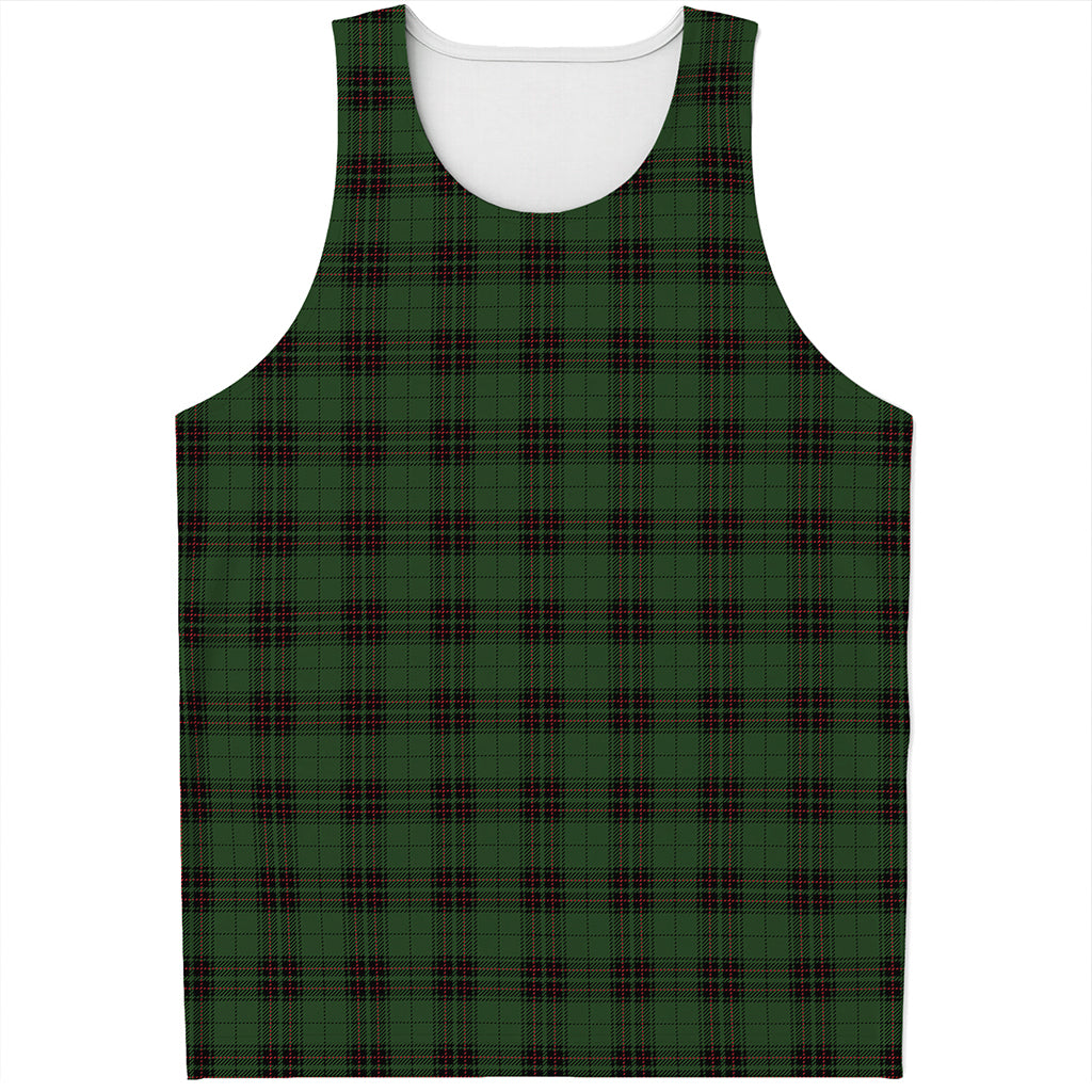 Green Black And Red Tartan Pattern Print Men's Tank Top
