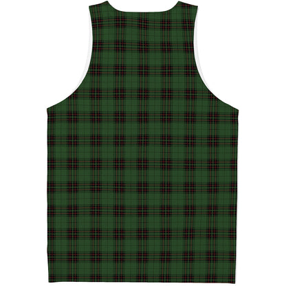 Green Black And Red Tartan Pattern Print Men's Tank Top