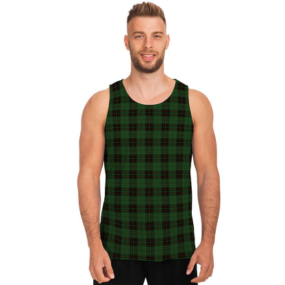 Green Black And Red Tartan Pattern Print Men's Tank Top