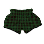 Green Black And Red Tartan Pattern Print Muay Thai Boxing Shorts