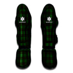 Green Black And Red Tartan Pattern Print Muay Thai Shin Guard