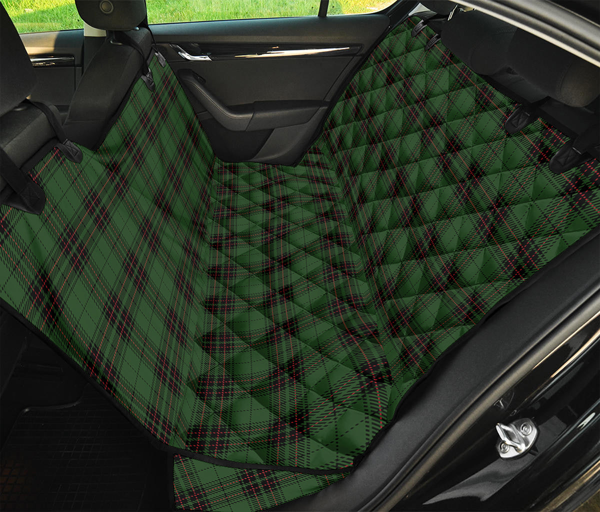 Green Black And Red Tartan Pattern Print Pet Car Back Seat Cover