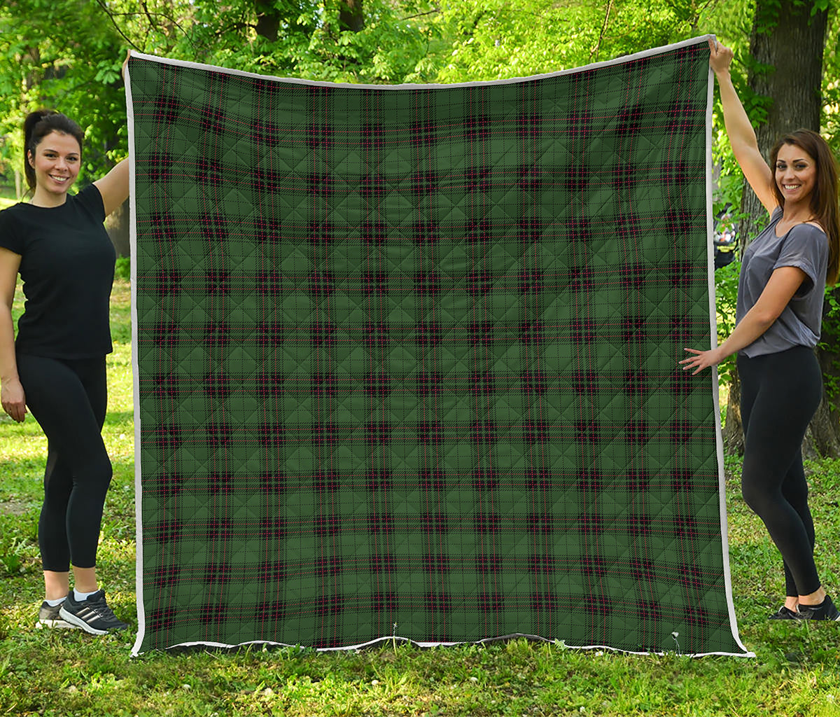 Green Black And Red Tartan Pattern Print Quilt