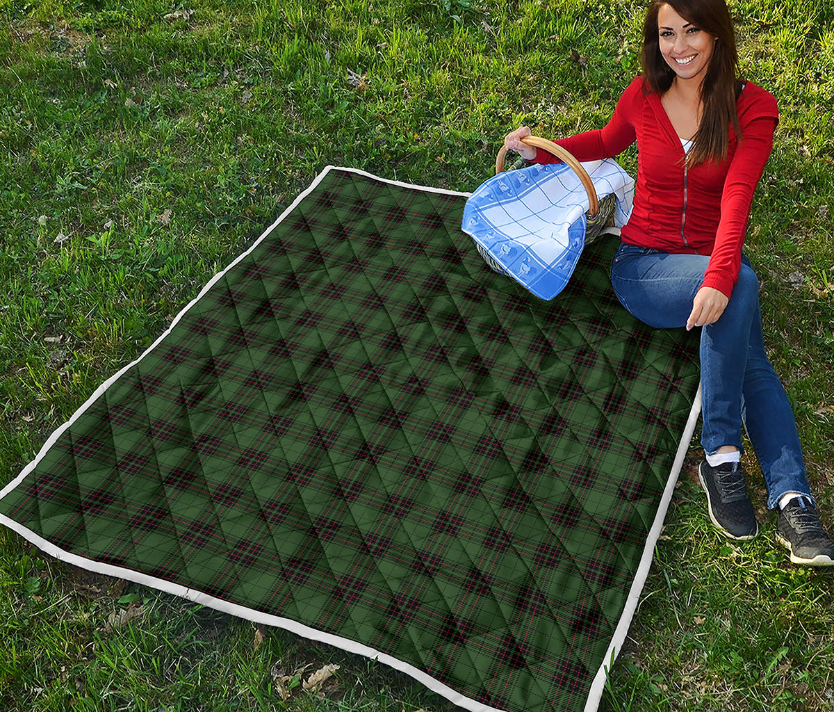 Green Black And Red Tartan Pattern Print Quilt