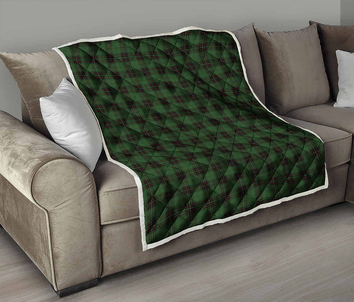 Green Black And Red Tartan Pattern Print Quilt