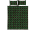 Green Black And Red Tartan Pattern Print Quilt Bed Set
