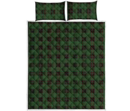 Green Black And Red Tartan Pattern Print Quilt Bed Set