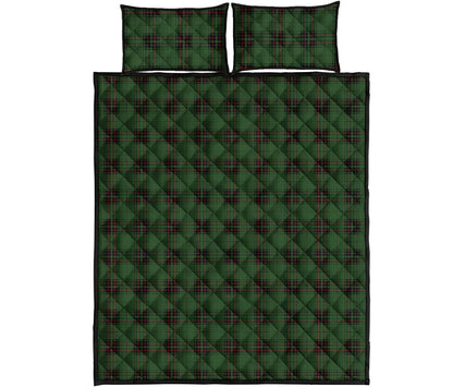 Green Black And Red Tartan Pattern Print Quilt Bed Set