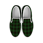 Green Black And Red Tartan Pattern Print White Slip On Shoes
