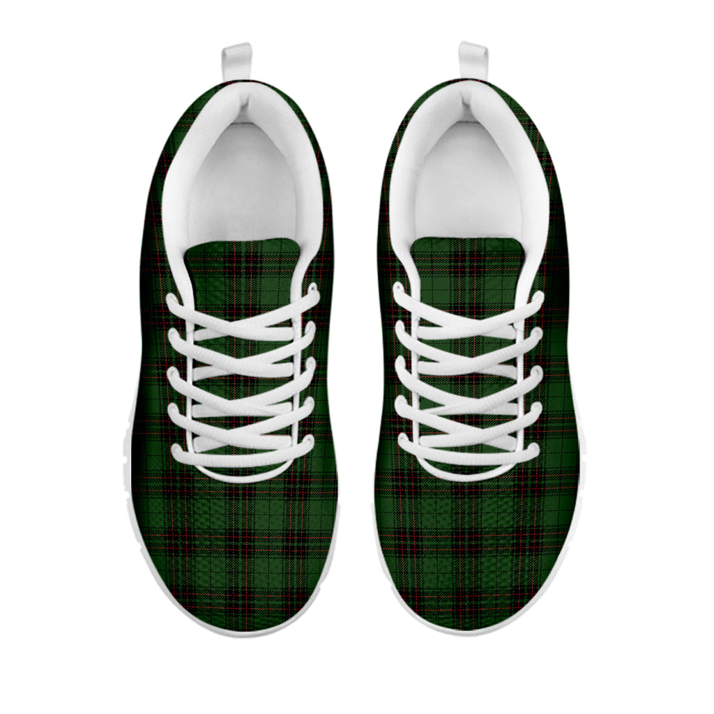 Green Black And Red Tartan Pattern Print White Sneakers