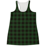 Green Black And Red Tartan Pattern Print Women's Racerback Tank Top