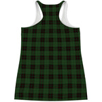 Green Black And Red Tartan Pattern Print Women's Racerback Tank Top