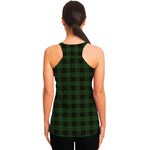 Green Black And Red Tartan Pattern Print Women's Racerback Tank Top