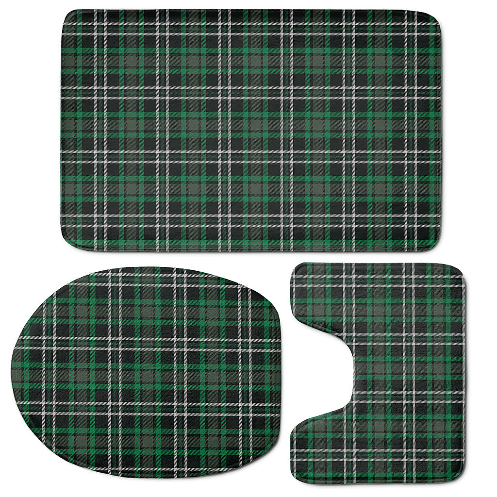 Green Black And White Tartan Print 3 Piece Bath Mat Set