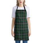 Green Black And White Tartan Print Apron