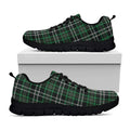 Green Black And White Tartan Print Black Running Shoes