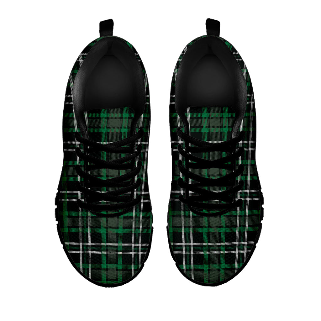 Green Black And White Tartan Print Black Sneakers