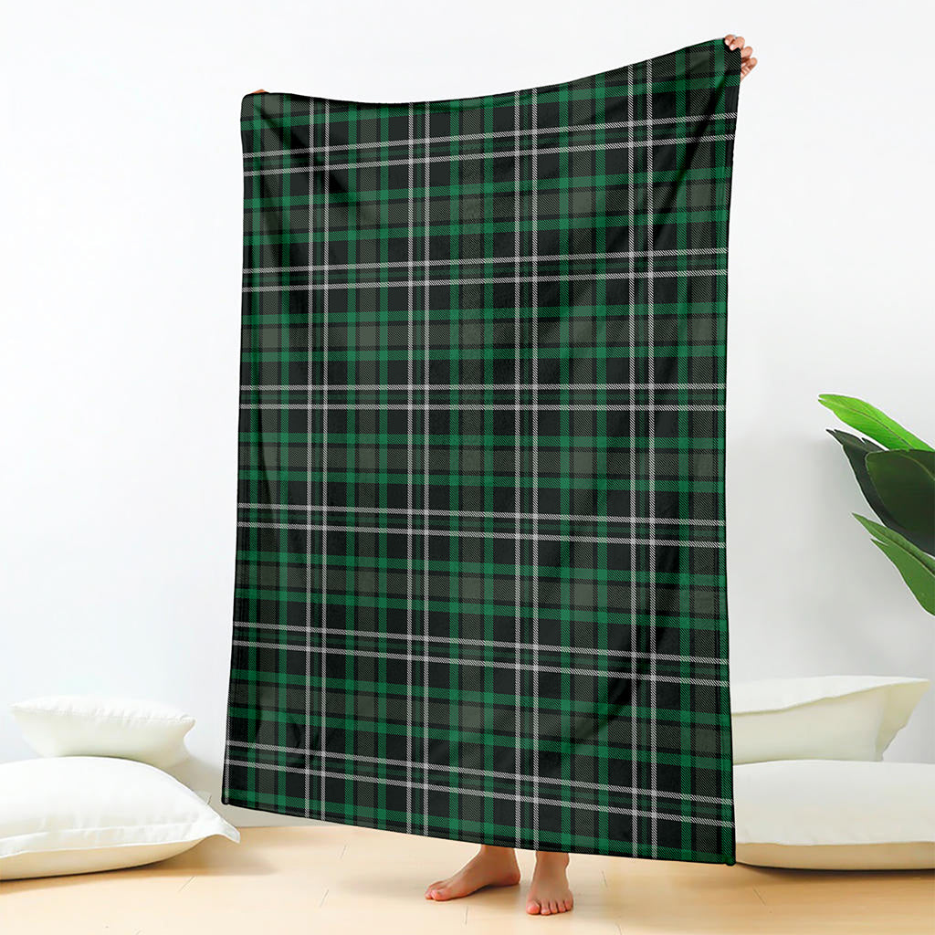 Green Black And White Tartan Print Blanket