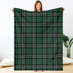 Green Black And White Tartan Print Blanket