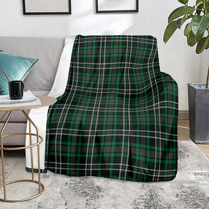 Green Black And White Tartan Print Blanket