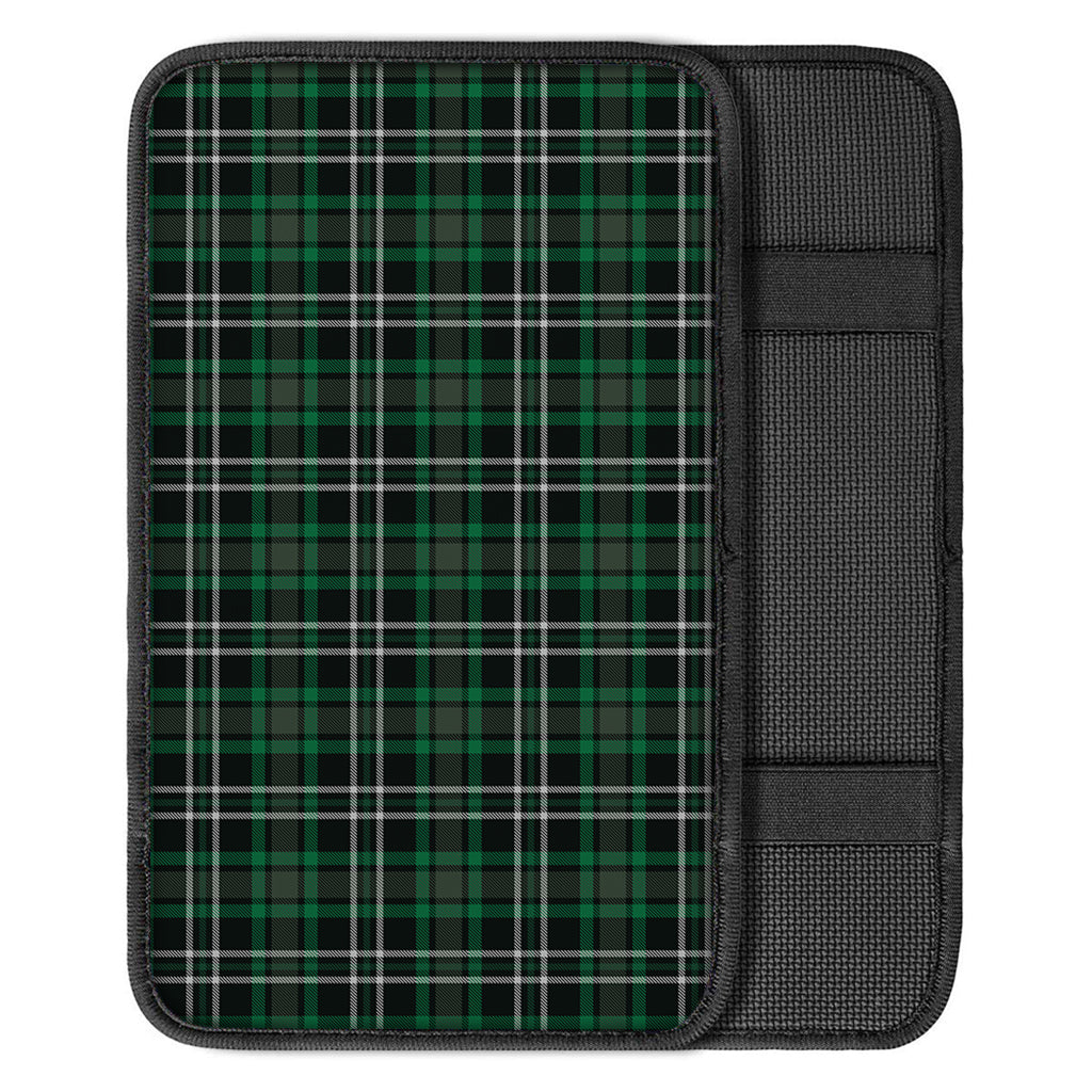 Green Black And White Tartan Print Car Center Console Cover