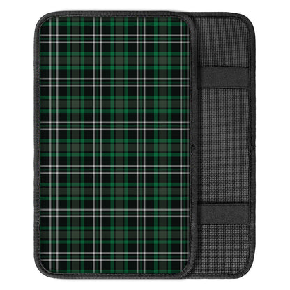 Green Black And White Tartan Print Car Center Console Cover