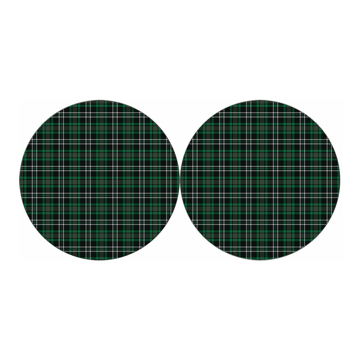 Green Black And White Tartan Print Car Coasters