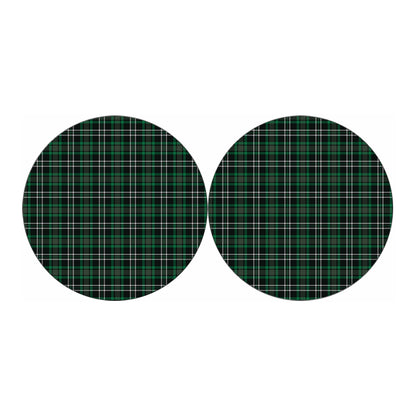 Green Black And White Tartan Print Car Coasters