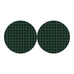 Green Black And White Tartan Print Car Coasters