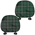 Green Black And White Tartan Print Car Headrest Covers