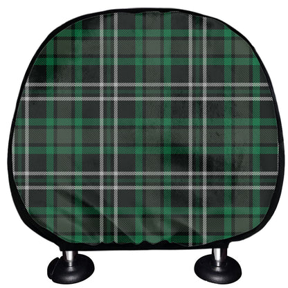 Green Black And White Tartan Print Car Headrest Covers