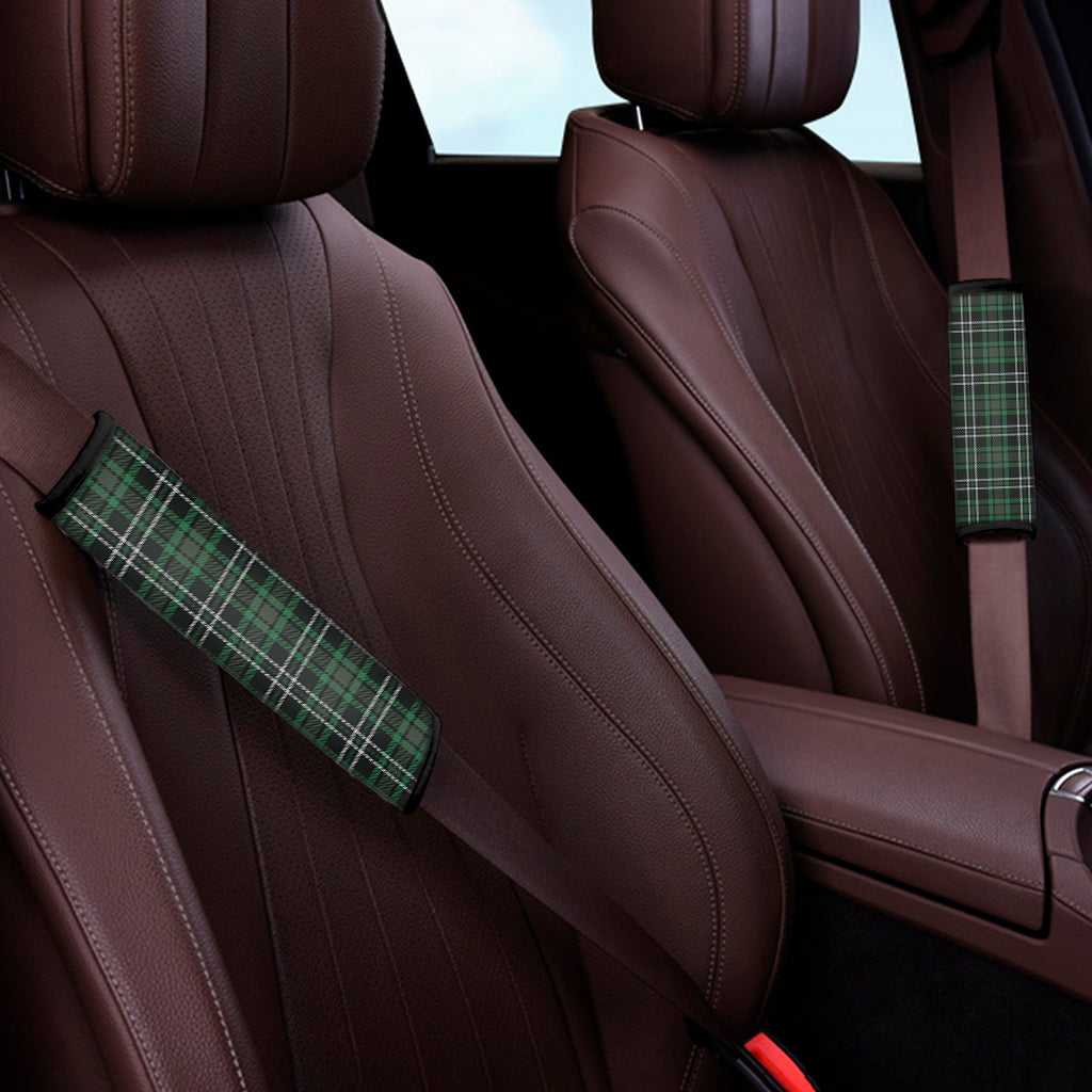 Green Black And White Tartan Print Car Seat Belt Covers
