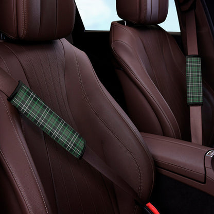 Green Black And White Tartan Print Car Seat Belt Covers