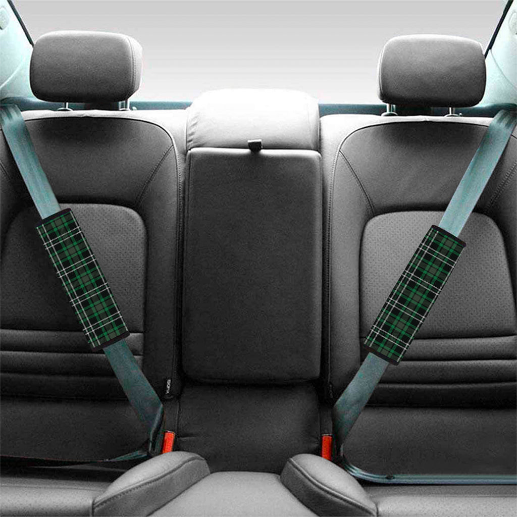 Green Black And White Tartan Print Car Seat Belt Covers