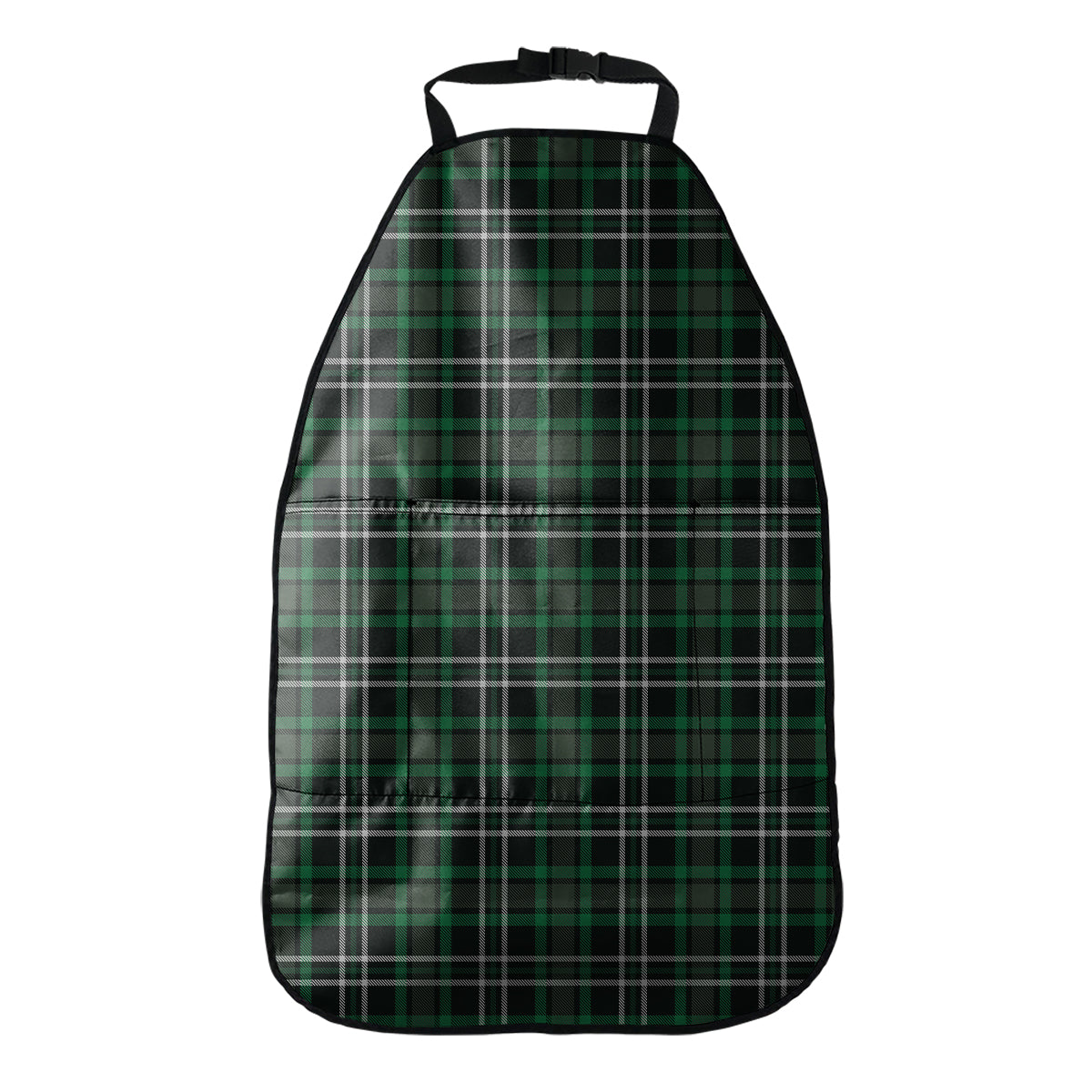Green Black And White Tartan Print Car Seat Organizers