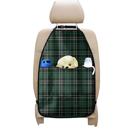 Green Black And White Tartan Print Car Seat Organizers