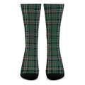 Green Black And White Tartan Print Crew Socks