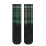 Green Black And White Tartan Print Crew Socks