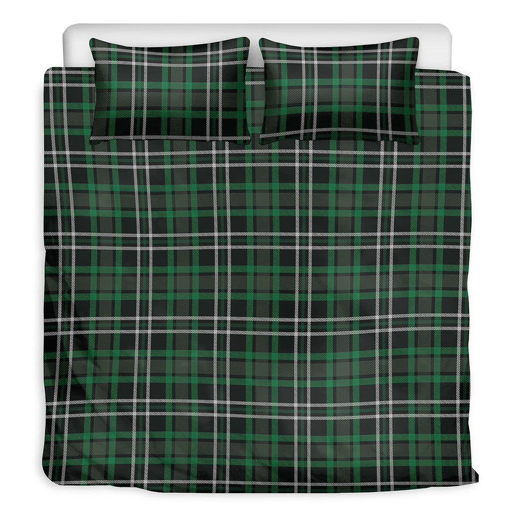 Green Black And White Tartan Print Duvet Cover Bedding Set