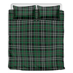 Green Black And White Tartan Print Duvet Cover Bedding Set