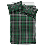 Green Black And White Tartan Print Duvet Cover Bedding Set