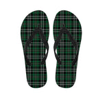 Green Black And White Tartan Print Flip Flops