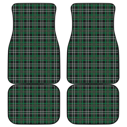 Green Black And White Tartan Print Front and Back Car Floor Mats