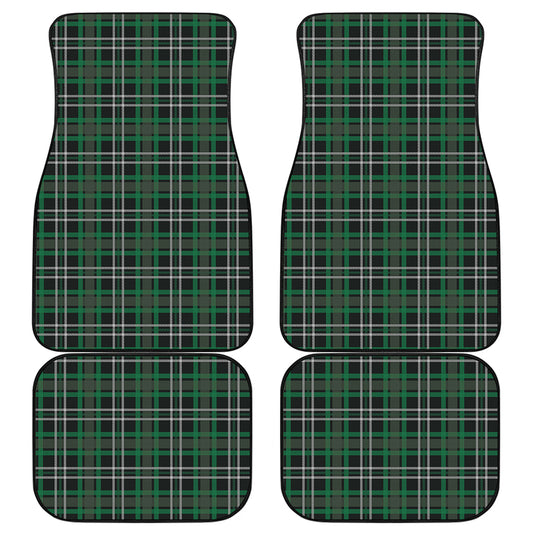 Green Black And White Tartan Print Front and Back Car Floor Mats