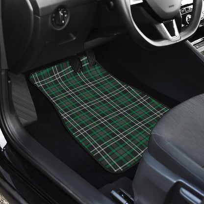 Green Black And White Tartan Print Front and Back Car Floor Mats